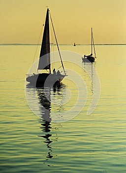 Sailing boats on Lake Balaton