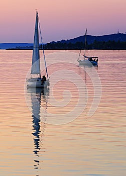 Sailing boats on Lake Balaton