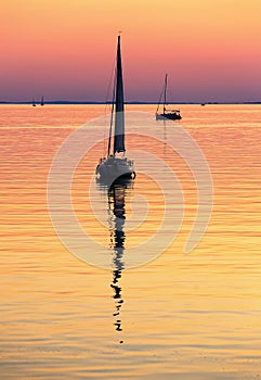 Sailing boats on Lake Balaton