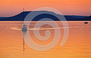 Sailing boats on Lake Balaton