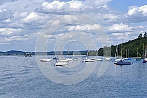 Sailing boats at Lake Starnberg in Southern Germany