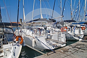 Sailing-boats in mandraki harbour