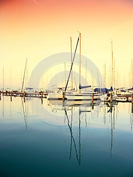 Sailing boats in the marina, lake Balaton