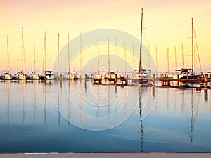 Sailing boats in the marina, lake Balaton