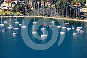 Sailing Boats moored in the Port of Garda Town - Lake Garda Veneto Italy