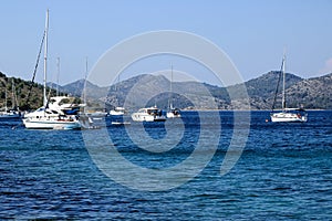 Sailing boats in nature park Telascica on Dugi Otok, , Croatia