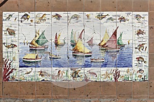 Sailing Boats Painting in Tiles