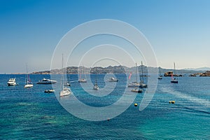 Sailing boats at scenic Porto Massimo bay