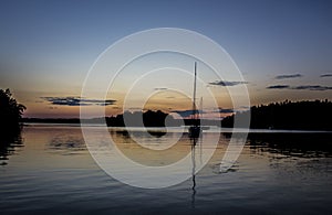 Sailing boats on sunset in sweden