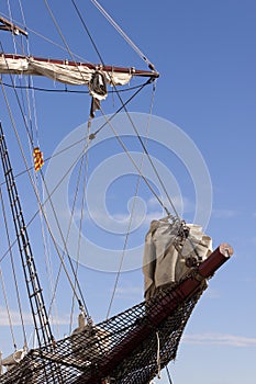 Sailing catalonian vessel bowsprit