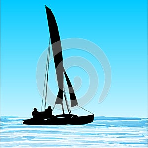 Sailing catamaran silhouette photo
