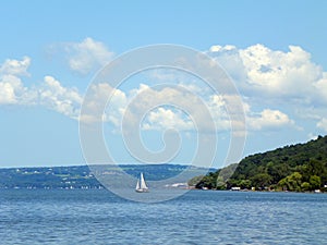 Sailing on Cayuga Lake near Ithaca in the FingerLakes photo