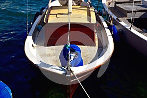 Sailing dinghy's docked in harbour in the Mediterranean