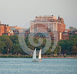 Sailing at Dusk in Boston Massachusetts