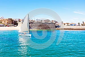 Sailing at the Forte de Bandeira in Lagos Portugal photo