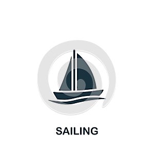 Sailing icon. Monochrome simple sign from hobby collection. Sailing icon for logo, templates, web design and