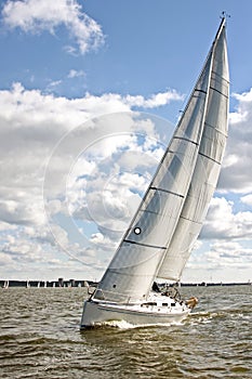 Sailing on the IJsselmeer in the Netherlands