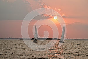 Sailing on the IJsselmeer in the Netherlands