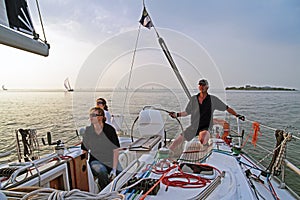 Sailing on the IJsselmeer in the Netherlands