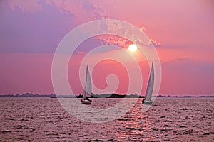 Sailing on the IJsselmeer in the Netherlands