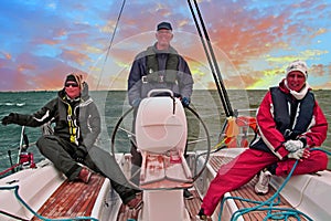 Sailing on the IJsselmeer Netherlands at sunset