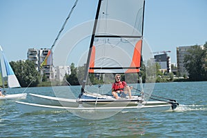 Sailing on lake - summer and sports theme
