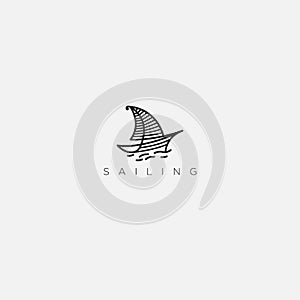 Sailing line art vintage simple logo minimalist