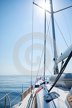 Sailing luxury yacht in the sea at sunny day, Croatia