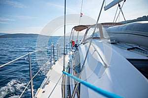 Sailing luxury yacht in the sea at sunny day, Croatia