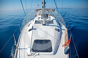 Sailing luxury yacht in the sea at sunny day, Croatia