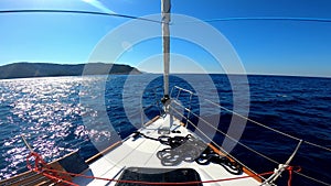 Sailing luxury yacht in the sea at sunny day, Croatia