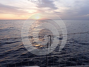 Sailing at the Mediterranean sunset photo