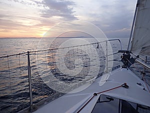 Sailing at the Mediterranean sunset photo