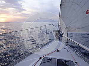 Sailing at the Mediterranean sunset photo