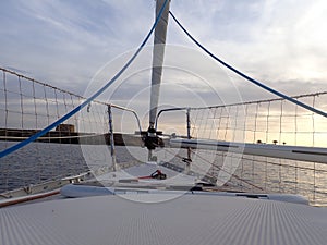 Sailing at the Mediterranean sunset photo