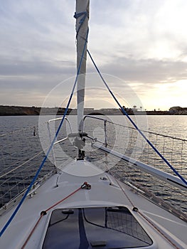 Sailing at the Mediterranean sunset photo