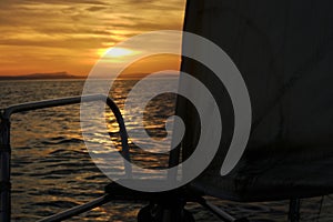 Sailing at the Mediterranean sunset photo