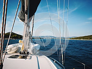 Sailing and navigate in the mediterranean sea in summer