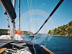 Sailing and navigate in the mediterranean sea in summer