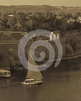 Sailing on the Nile at Catarct, Aswan, Egypt