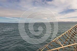 Sailing on the old boat towards adventures, summer time