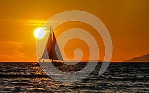 Sailing-orange sunset