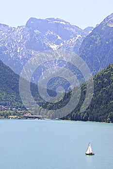 Sailing over the Achensee in Austria