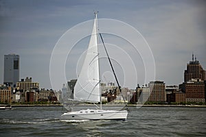 Sailing past Manhattan