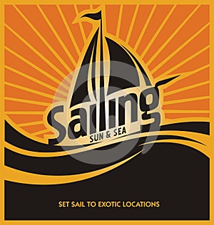 Sailing poster vector design template