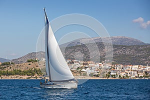 Sailing, racing yachts on the high seas. Luxury.