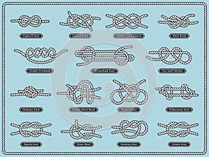 Sailing rope knots. Vector set of nautical design elements photo