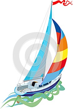 Sailing in sail yacht