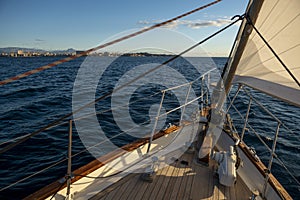 Sailing with sailboat - stock photo