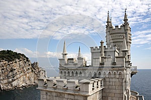 Sailing in the Sea - Neo-Gothic Castle Swallow`s Nest in Gaspra photo